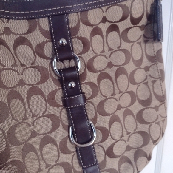 Coach Chelsea Signature Brown Canvas Shoulder Tote Bag Purse - Picture 9 of 12